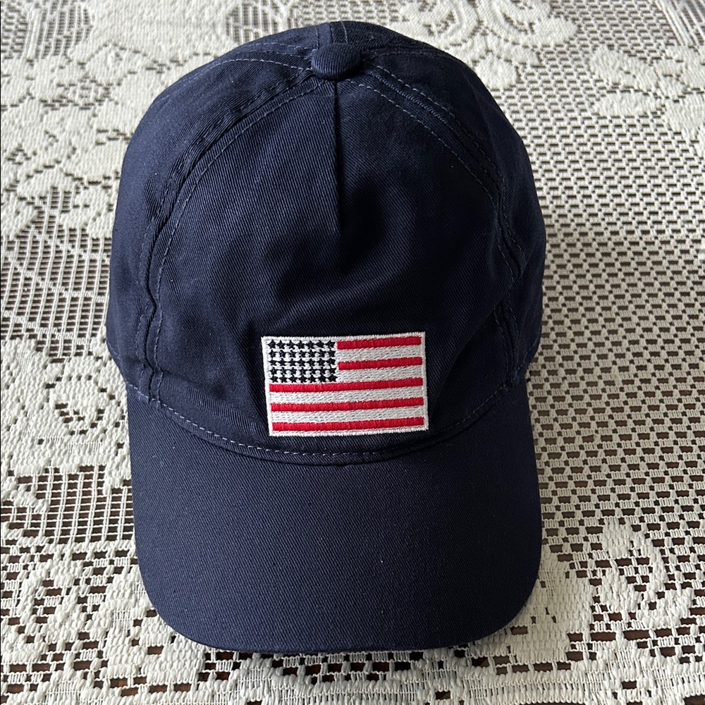Janie and Jack Dark Blue Hat with Flag Patch